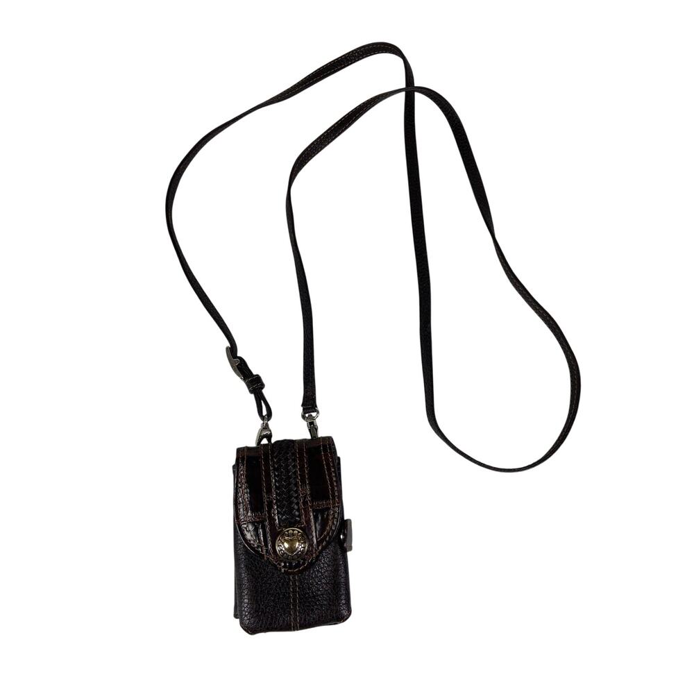 Brighton Vintage Brown Leather Crossbody Accessory With Card Holder Bag Mini